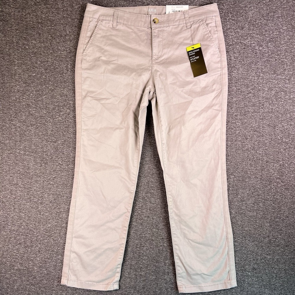 a.n.a Pants Womens 10 Grey Girlfriend Chino Slim Side Stripe Casual 33x26 NWDT